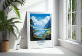 Fjords Travel Poster, Travel Print of Fjords, Norway Poster, Fjords Art Gift, Norway Art Lovers Travel Gift NQ Media Designs