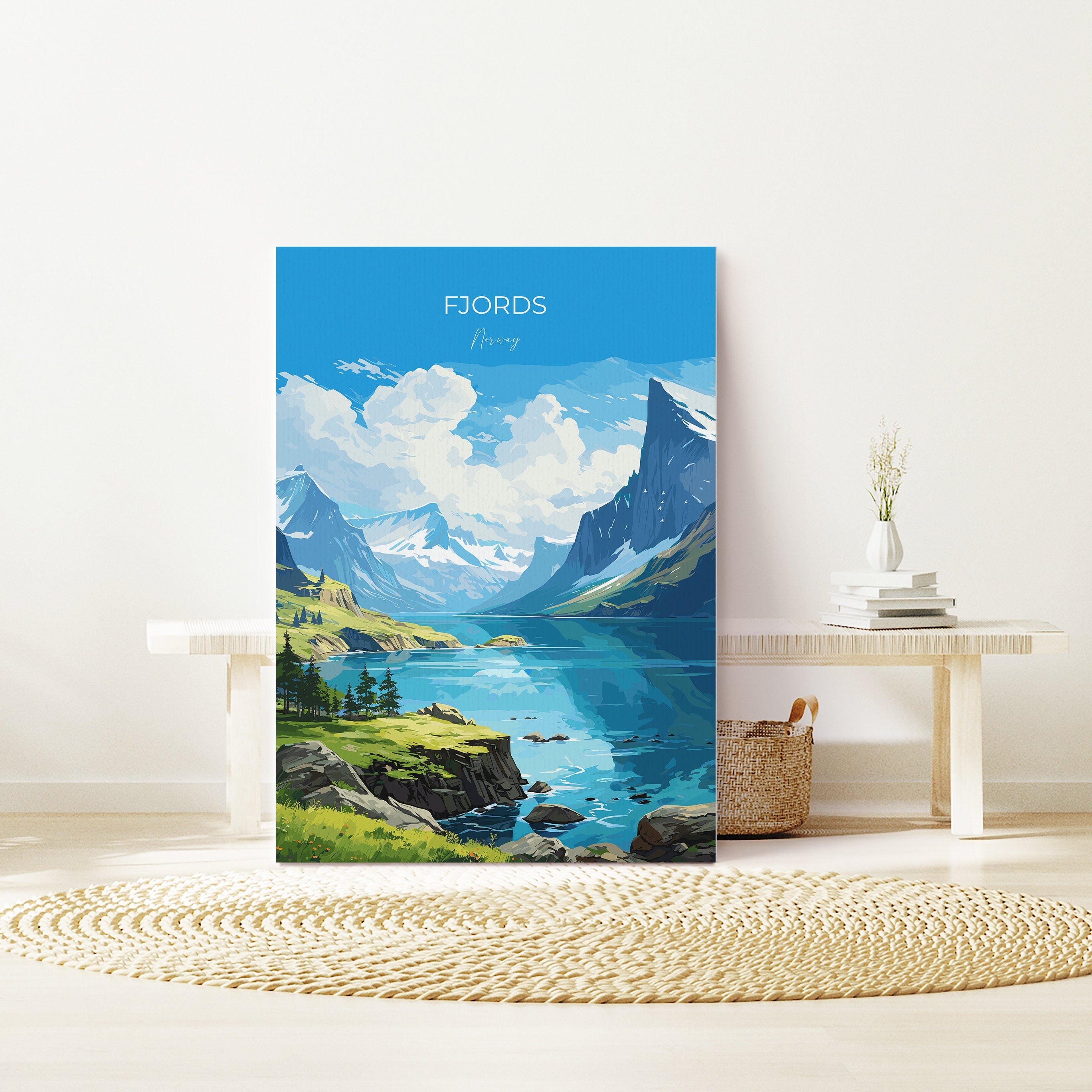 Fjords Travel Print, Travel Poster of Fjords, Norway Poster, Fjords Art Gift, Norway Art Lovers Travel Gift NQ Media Designs