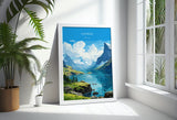 Fjords Travel Print, Travel Poster of Fjords, Norway Poster, Fjords Art Gift, Norway Art Lovers Travel Gift NQ Media Designs