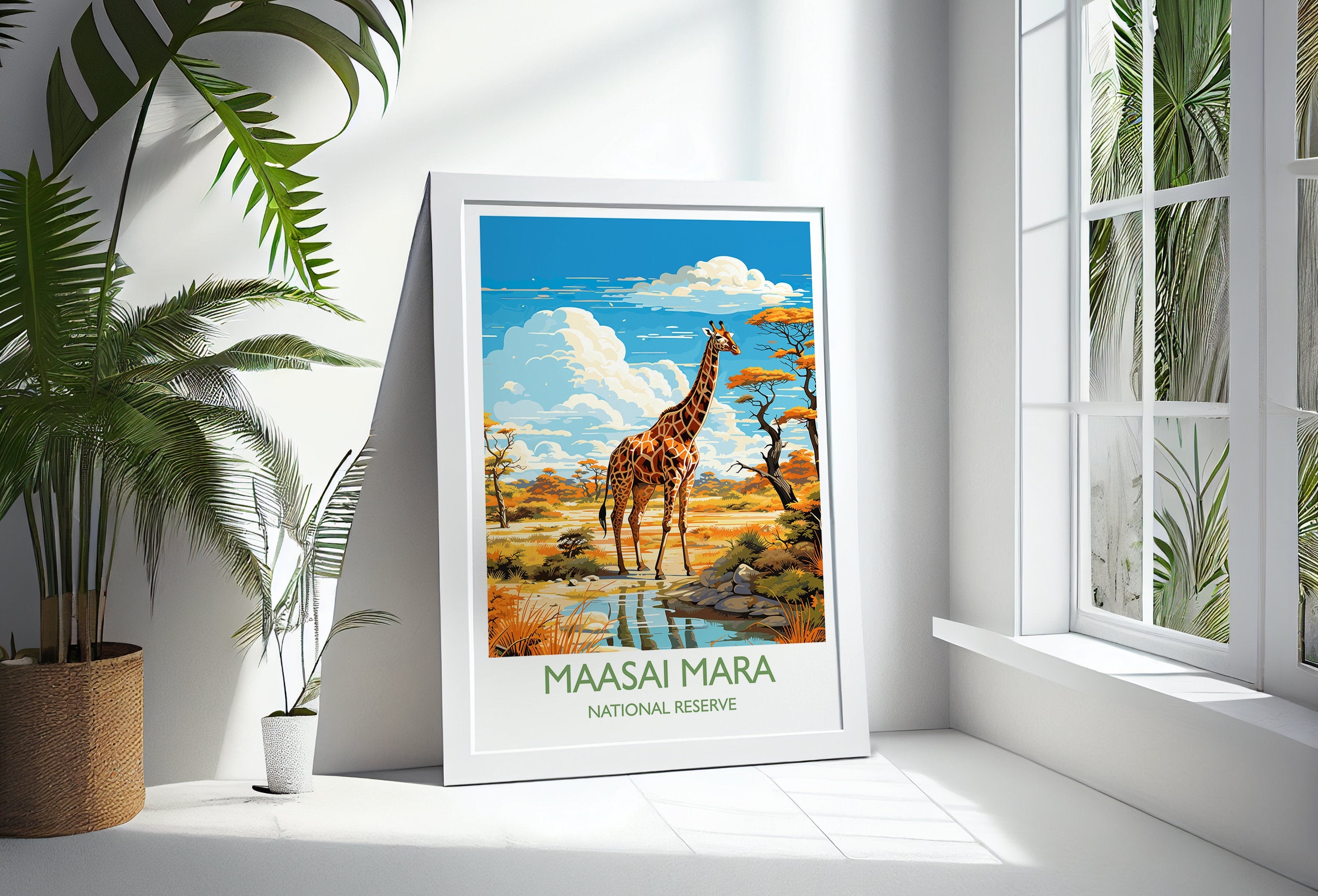 Maasai Mara Travel Poster Wall Art, Travel Print of Maasai Mara, Kenya Gift, Maasai MaraNational Reserve Africa Art Gift NQ Media Designs