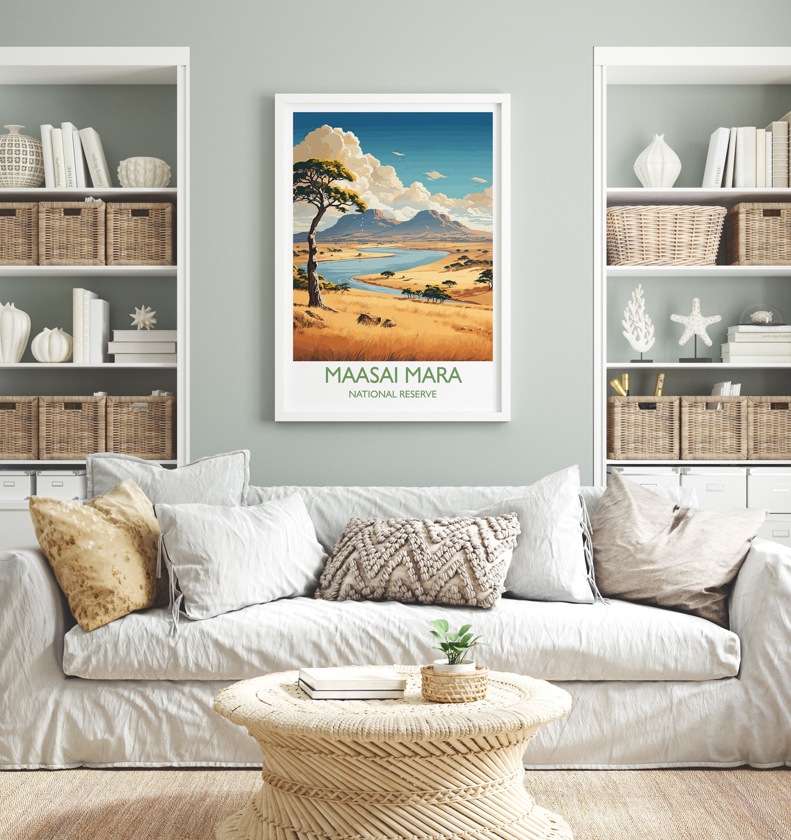 Maasai Mara Travel Poster Wall Art, Travel Print of Maasai Mara, Kenya Gift, Maasai MaraNational Reserve Africa Art Gift NQ Media Designs