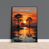 Mana Pools Travel Print Wall Art, Travel Poster of Mana Pools, Zimbabwe Gift, Mana Pools National Park Sunset Africa Art Gift NQ Media Designs