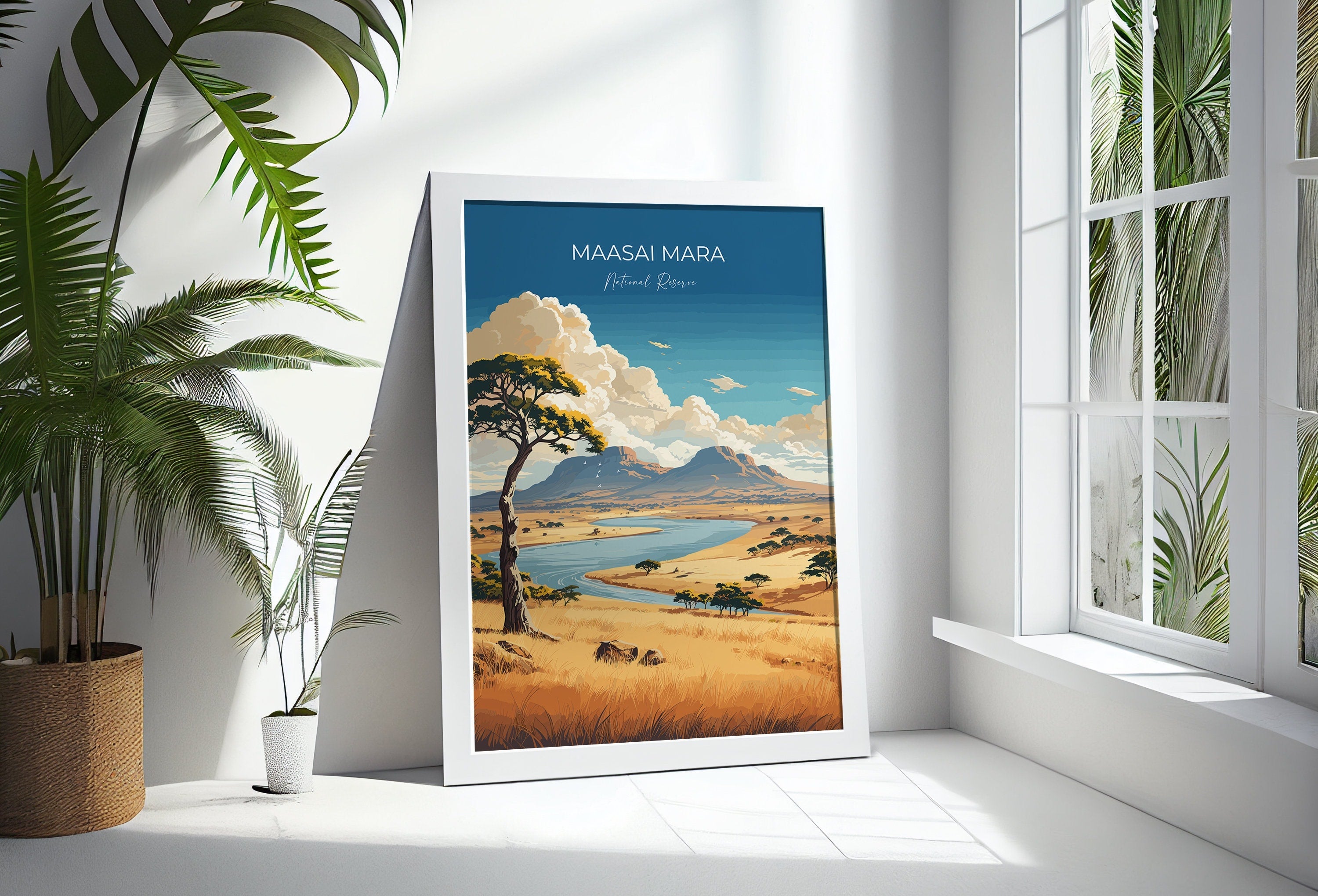 Maasai Mara Travel Print Wall Art, Travel Poster of Maasai Mara, Kenya Gift, Maasai MaraNational Reserve Africa Art Gift NQ Media Designs