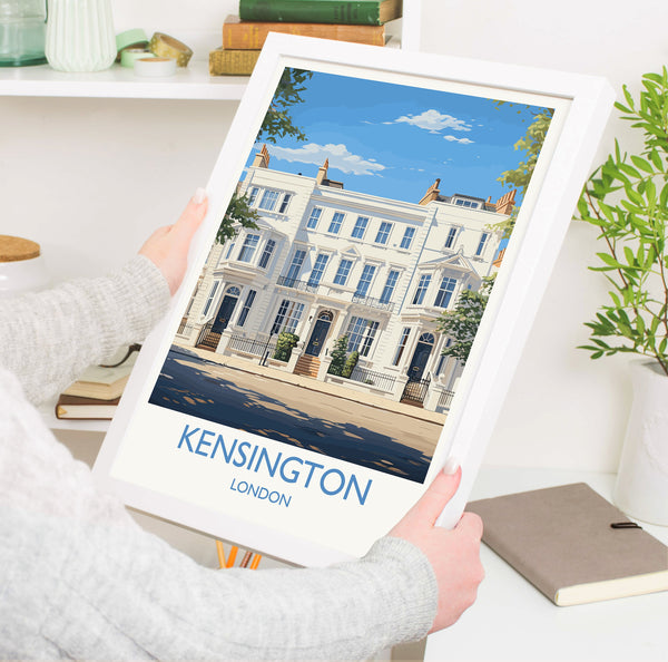 Kensington Travel Poster Wall Art, Travel Print of Kensington, London Poster, Kensington Gift, Kensington Art Lovers Gift, UK Travel Gift