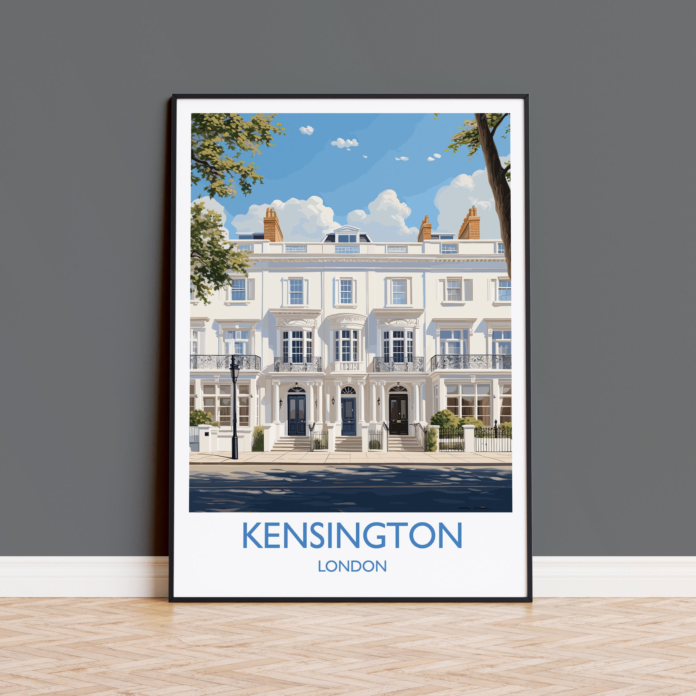 Kensington Travel Print Wall Art, Travel Poster of Kensington, London Poster, Kensington Gift, Kensington Art Lovers Gift, UK Travel Gift NQ Media Designs