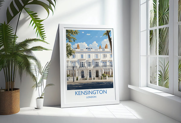 Kensington Travel Print Wall Art, Travel Poster of Kensington, London Poster, Kensington Gift, Kensington Art Lovers Gift, UK Travel Gift