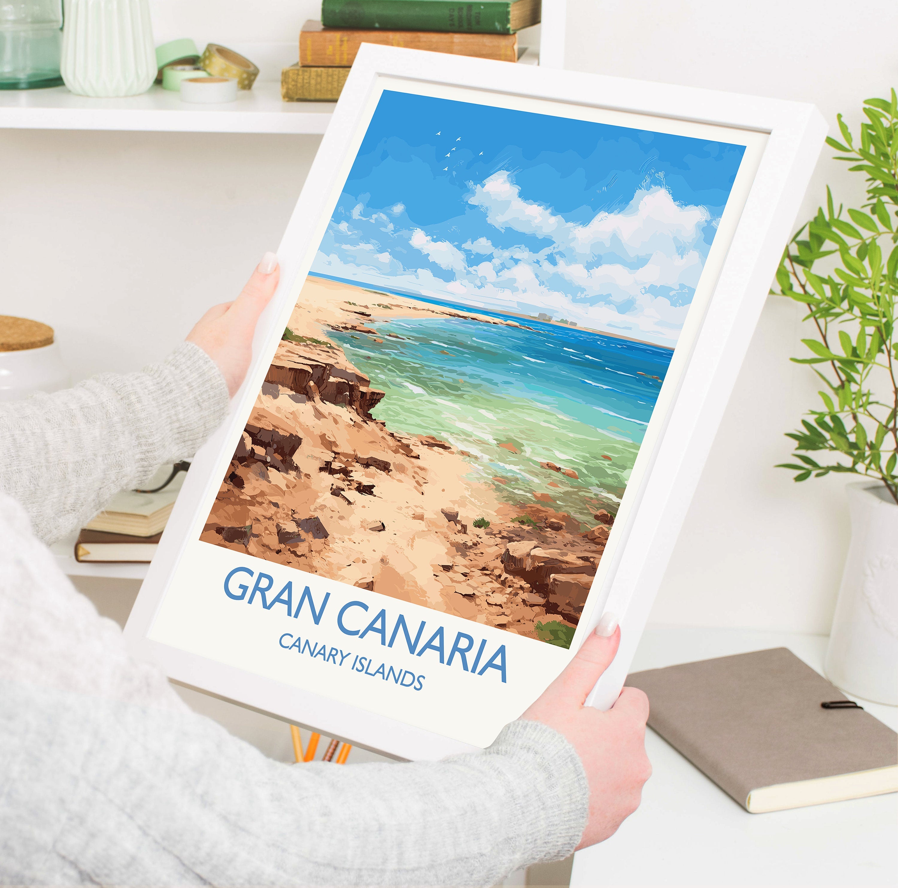 Gran Canaria Travel Print, Travel Poster of Gran Canaria, Canary Islands, Gran Canaria Art lovers Gift, Wall Art Print NQ Media Designs