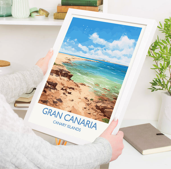 Gran Canaria Travel Print, Travel Poster of Gran Canaria, Canary Islands, Gran Canaria Art lovers Gift, Wall Art Print