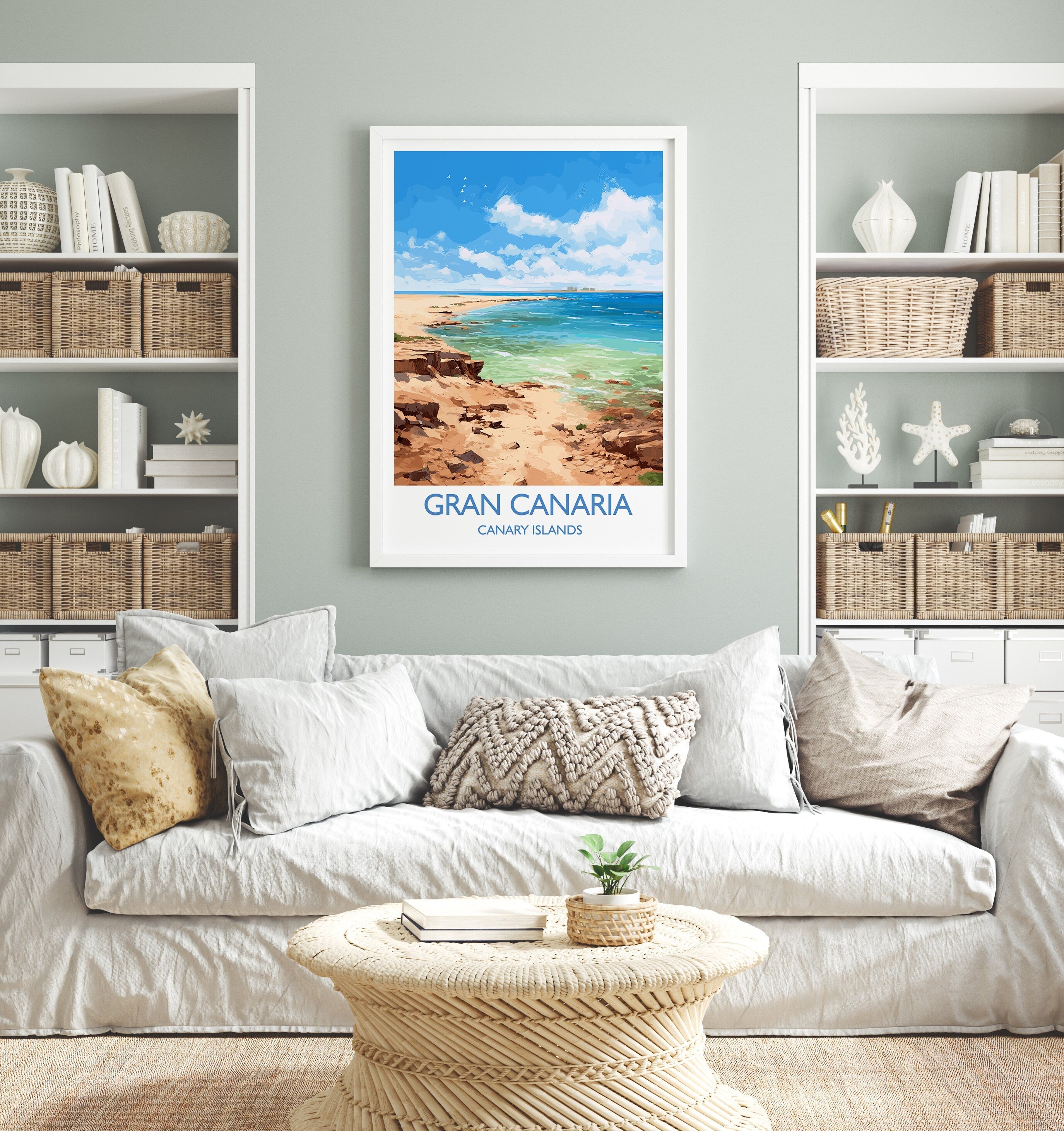 Gran Canaria Travel Print, Travel Poster of Gran Canaria, Canary Islands, Gran Canaria Art lovers Gift, Wall Art Print NQ Media Designs