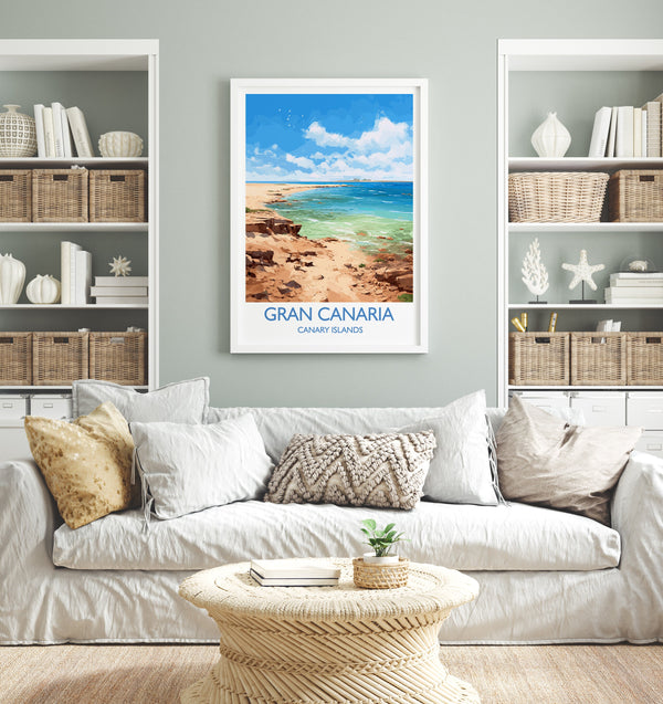 Gran Canaria Travel Print, Travel Poster of Gran Canaria, Canary Islands, Gran Canaria Art lovers Gift, Wall Art Print
