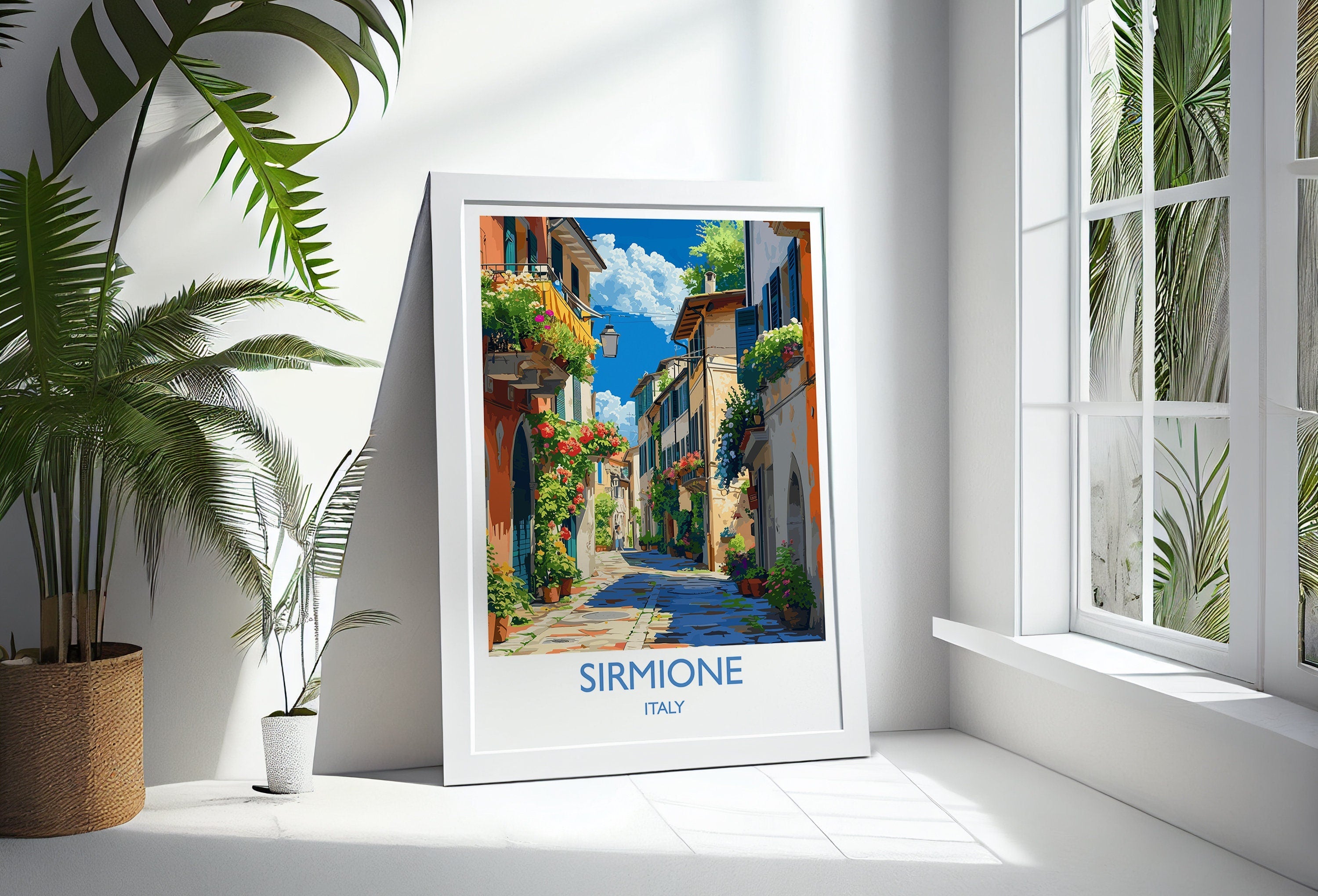 Sirmione Travel Print Wall Art, Travel Poster of Lake Garda, Sirmione Art Lovers Gift, Italy, Italian Lakes Art Gift NQ Media Designs