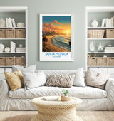 Santa Monica Travel Poster, Travel Print of Santa Monica, California, Santa Monica Art Lovers Gift, USA Gift, Wall Art Print NQ Media Designs