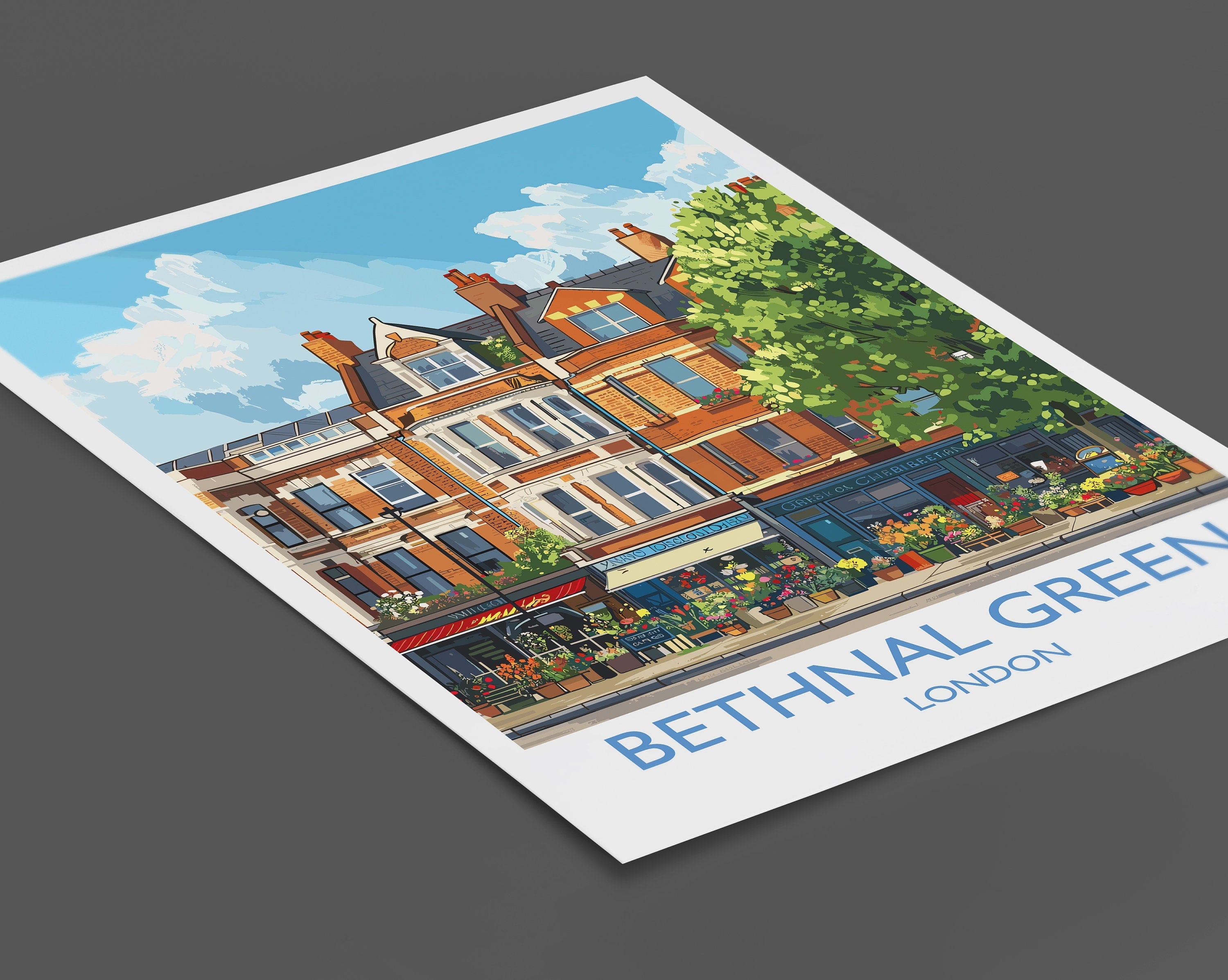 Bethnal Green Travel Poster, Travel Print of Bethnal Green, London Poster, Bethnal Green Art Gift, London Art Lovers UK Travel Gift NQ Media Designs