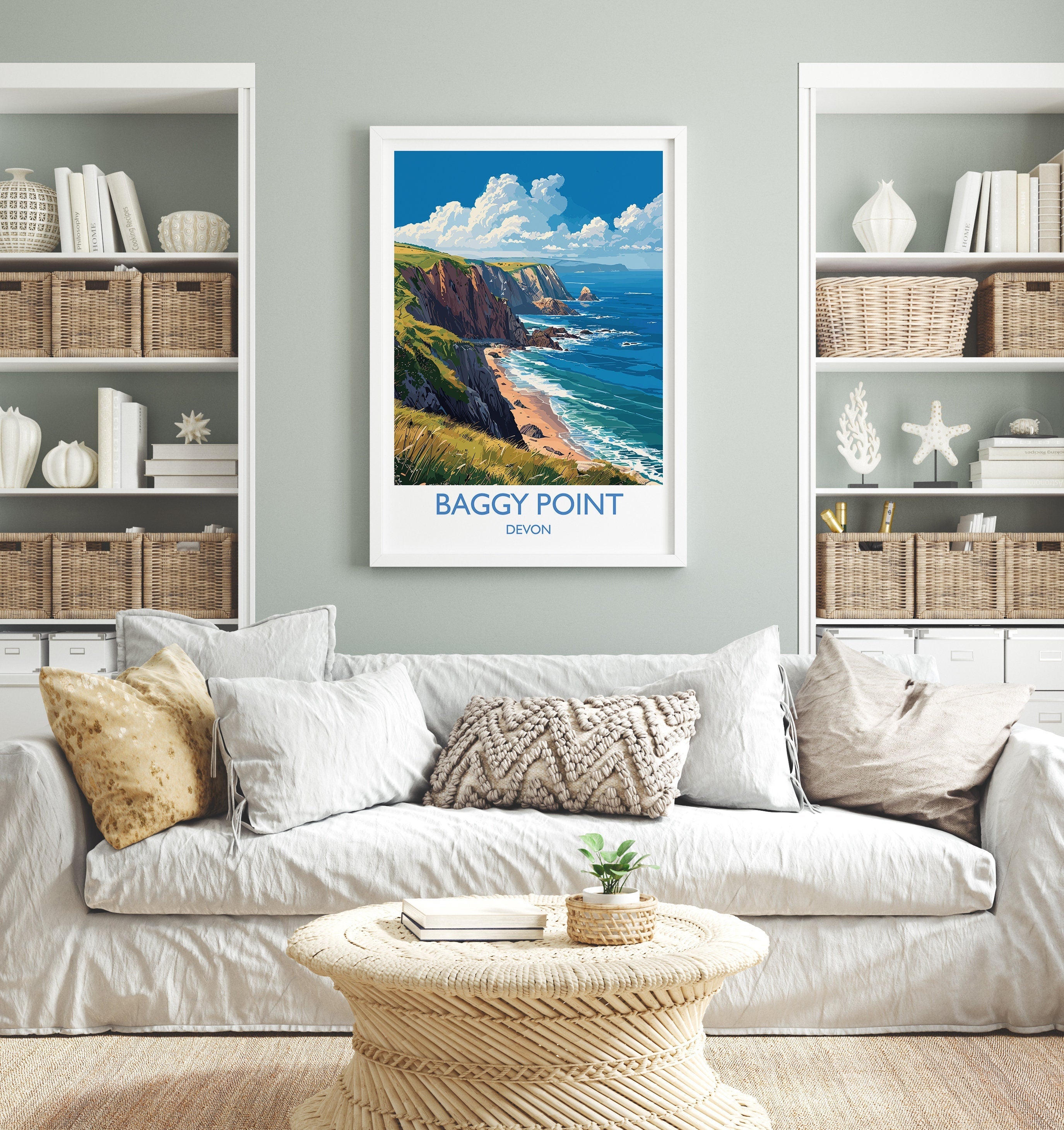 Baggy Point Travel Poster Wall Art, Travel Print of Baggy Point,England, Devon Art Lovers Gift, Travel Art Gift NQ Media Designs