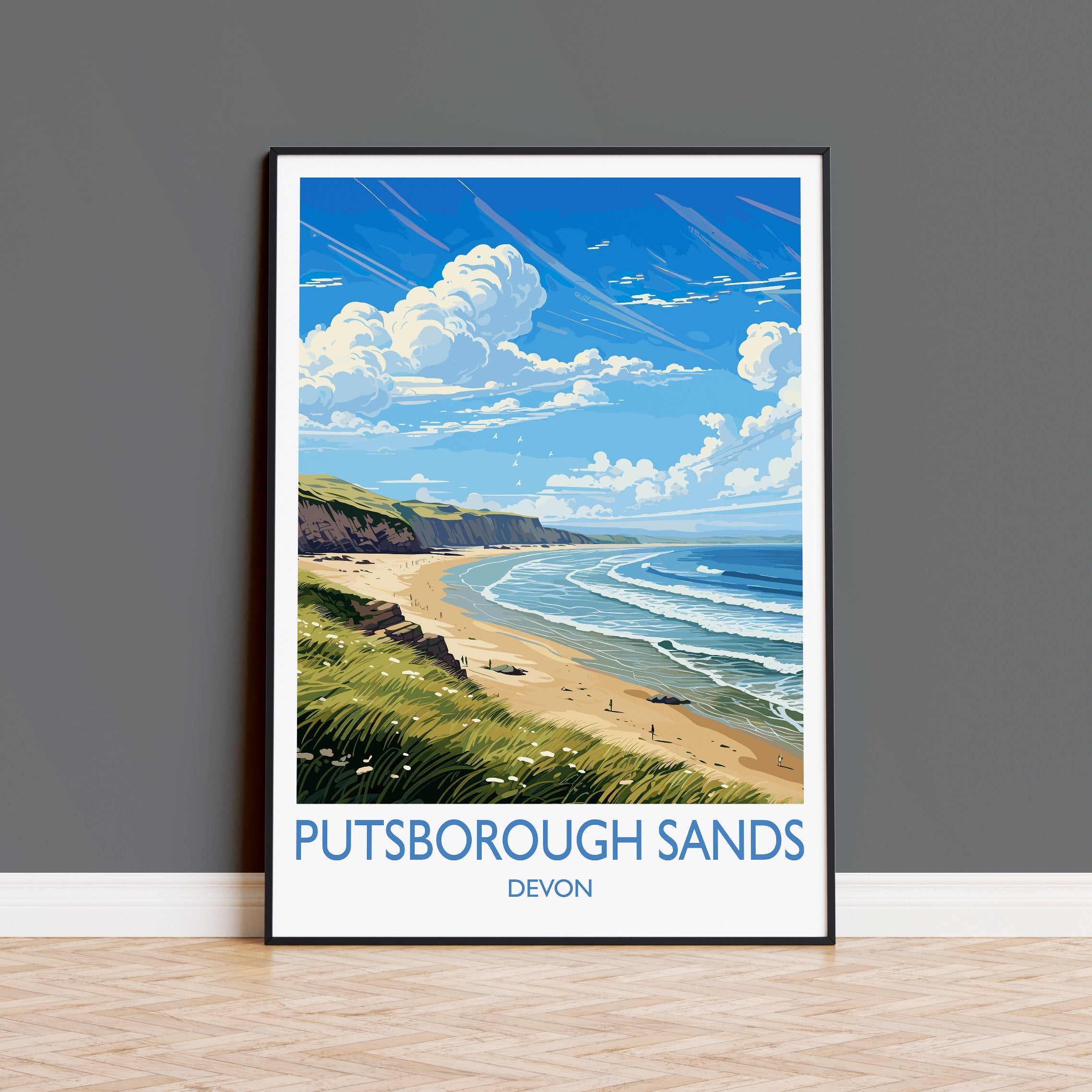 Putsborough Sands Travel Print Wall Art, Travel Print of Putsborough Sands,England, Devon Art Lovers Gift, Travel Art Gift NQ Media Designs