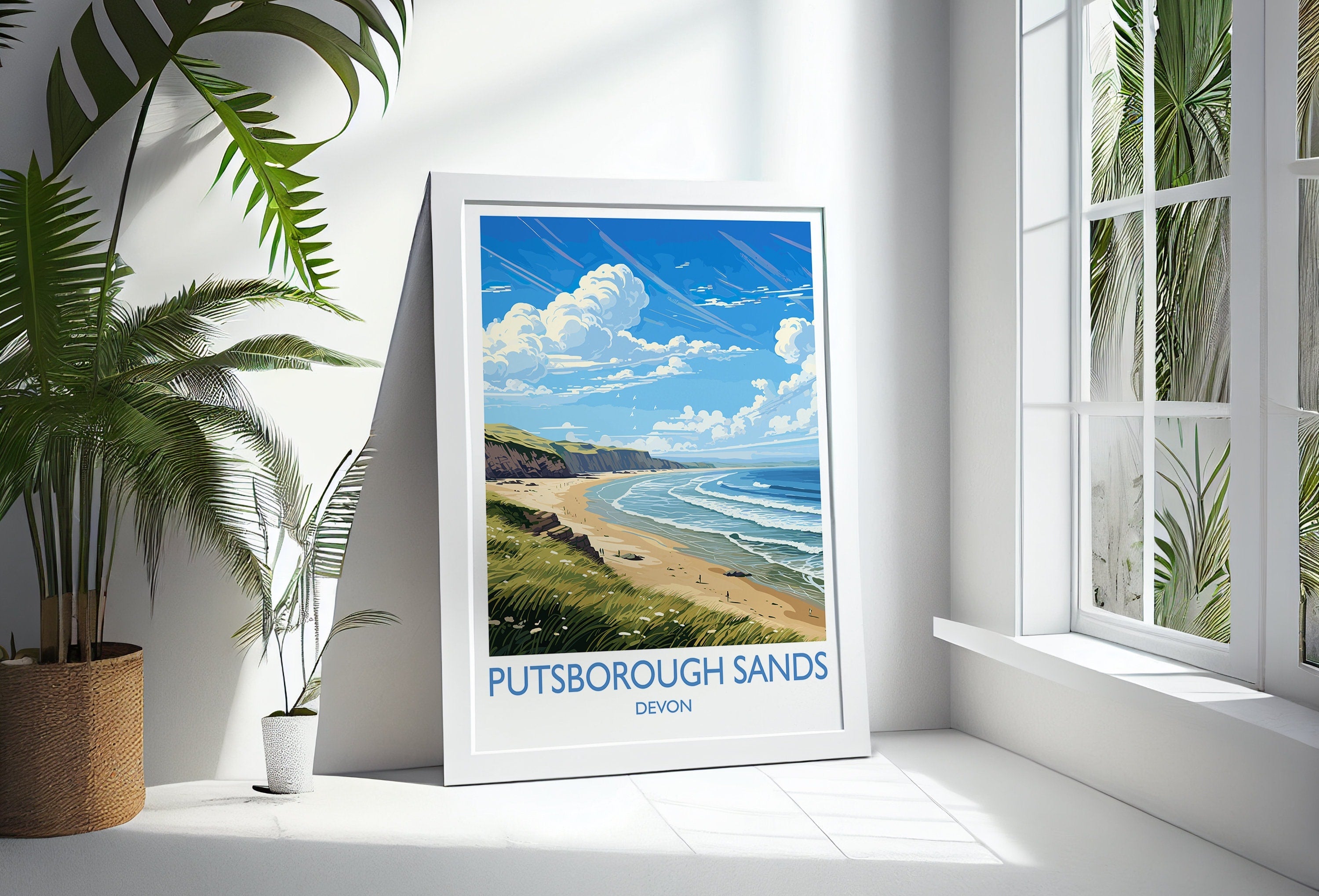 Putsborough Sands Travel Print Wall Art, Travel Print of Putsborough Sands,England, Devon Art Lovers Gift, Travel Art Gift NQ Media Designs