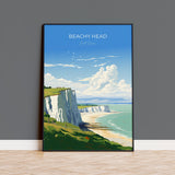 Beachy Head Travel Print Wall Art, Beachy Head Travel Poster, East Sussex, English Coastal Art lovers Gift, White Cliffs Gift NQ Media Designs