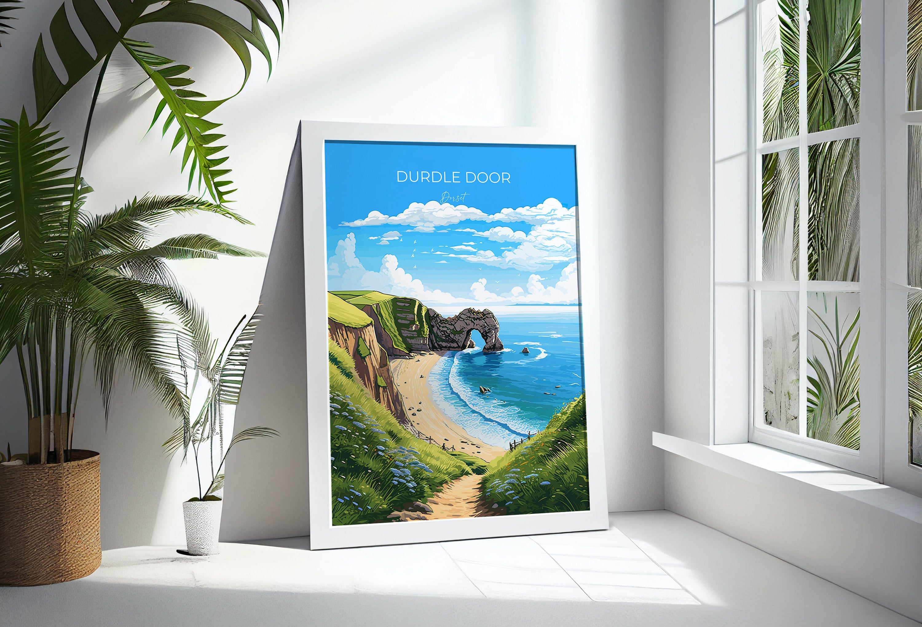 Durdle Door Travel Print, Travel Poster of Durdle Door, England, Dorset Coast Art Lovers Gift, Wall Art Print NQ Media Designs