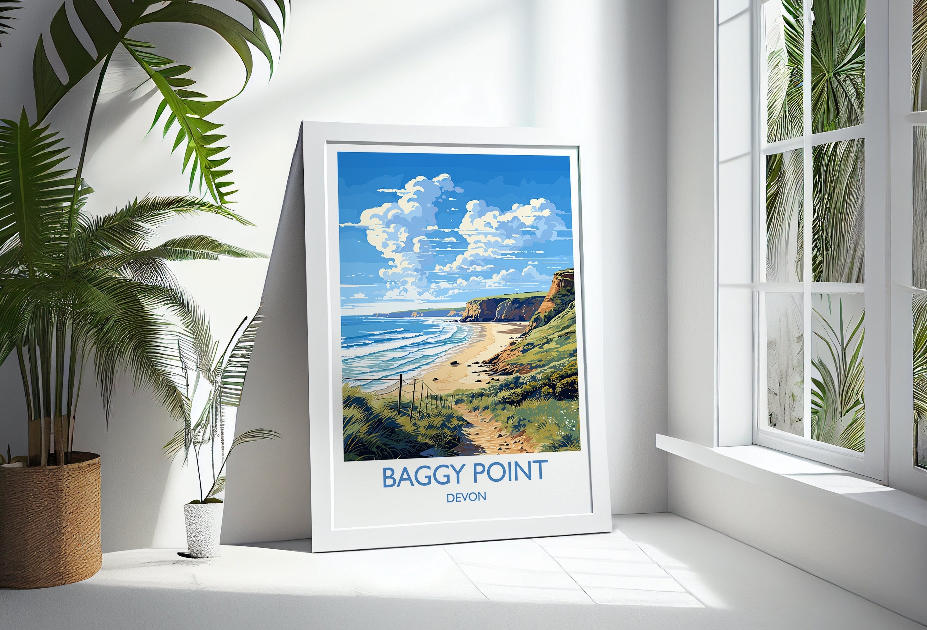Baggy Point Travel Print Wall Art, Travel Poster of Baggy Point,England, Devon Art Lovers Gift, Travel Art Gift NQ Media Designs