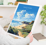 Baggy Point Travel Print Wall Art, Travel Poster of Baggy Point,England, Devon Art Lovers Gift, Travel Art Gift NQ Media Designs