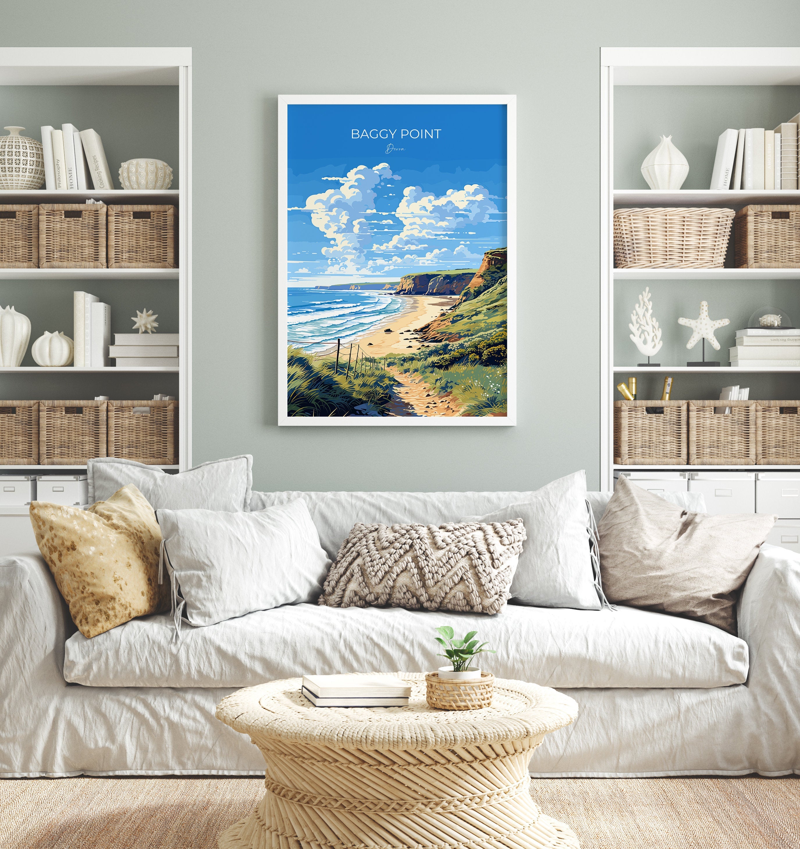 Baggy Point Travel Print Wall Art, Travel Poster of Baggy Point,England, Devon Art Lovers Gift, Travel Art Gift NQ Media Designs