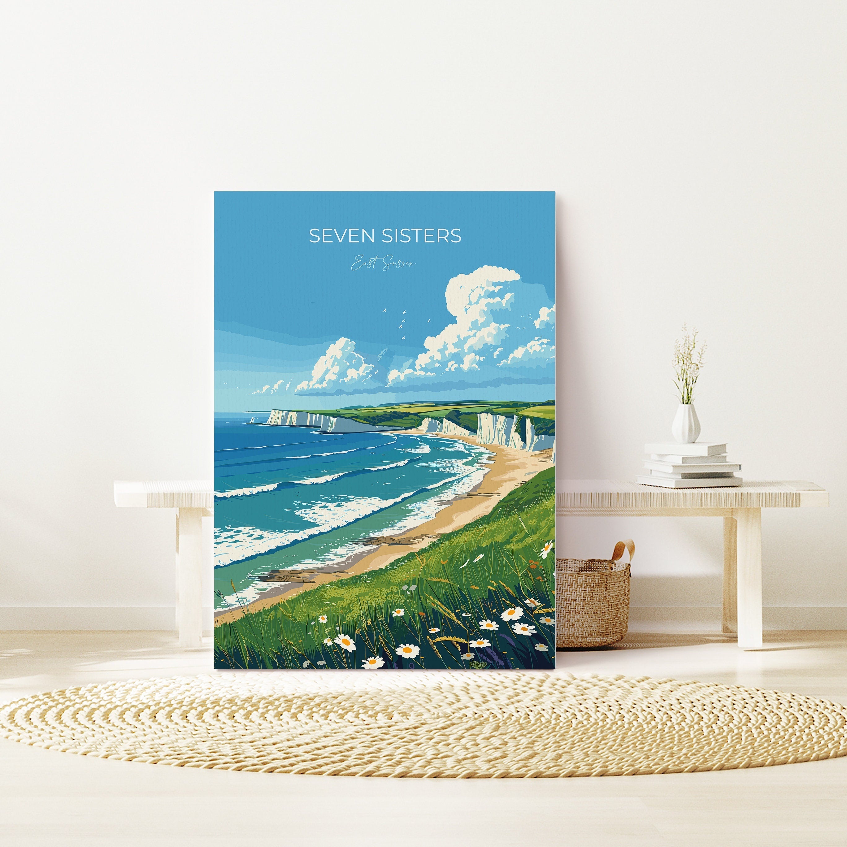 Seven Sisters Travel Print Wall Art, Seven Sisters Travel Poster, East Sussex, English Coastal Art, Seven Sisters Gift, Art Lovers Gift NQ Media Designs