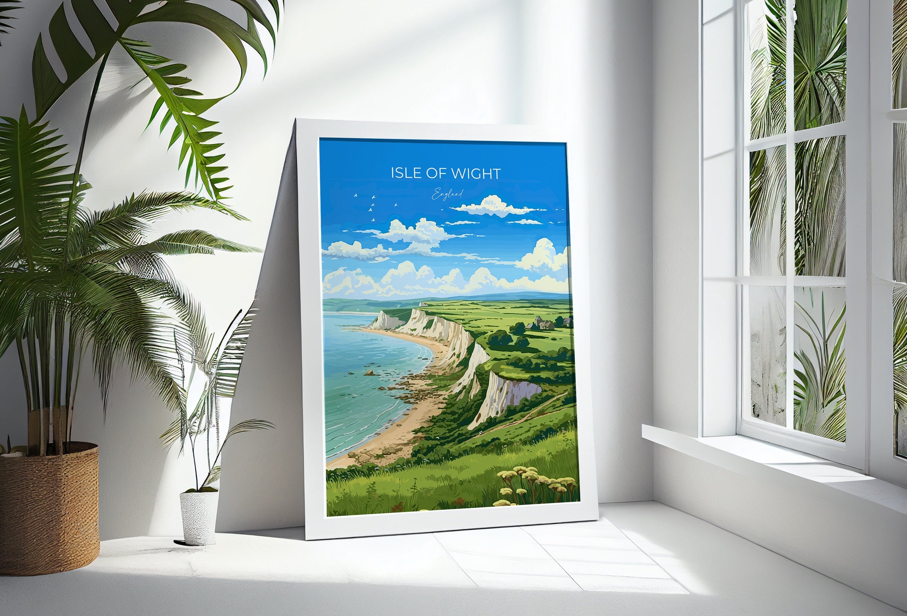 Isle of Wight Travel Poster Wall Art, Isle of Wight Travel Print, English Coastal Art, Isle of Wight Gift, Art Lovers Gift NQ Media Designs