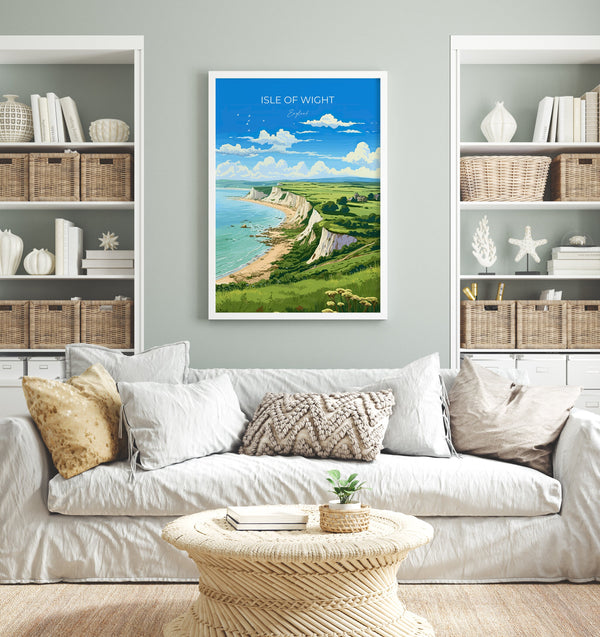 Isle of Wight Travel Poster Wall Art, Isle of Wight Travel Print, English Coastal Art, Isle of Wight Gift, Art Lovers Gift