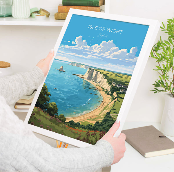 Isle of Wight Travel Print Wall Art, Isle of Wight Travel Poster, English Coastal Art, Isle of Wight Gift, Art Lovers Gift