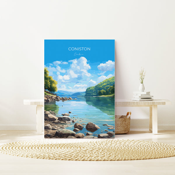 Coniston Travel Wall Art Poster, Coniston Travel Print, England, Cumbria Art, Coniston Art Lovers Gift, Lake District Gift