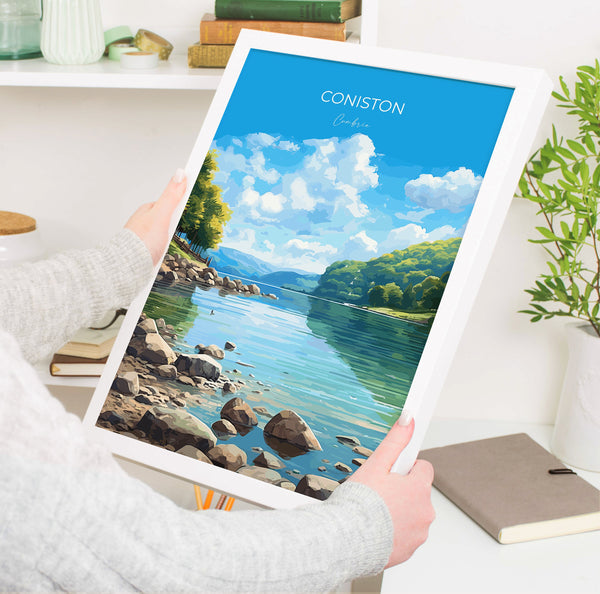 Coniston Travel Wall Art Poster, Coniston Travel Print, England, Cumbria Art, Coniston Art Lovers Gift, Lake District Gift