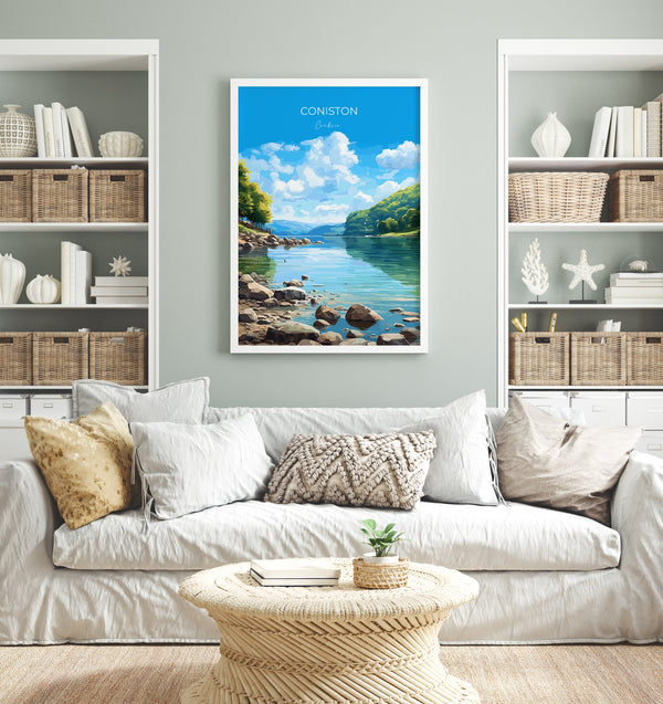 Coniston Travel Wall Art Poster, Coniston Travel Print, England, Cumbria Art, Coniston Art Lovers Gift, Lake District Gift