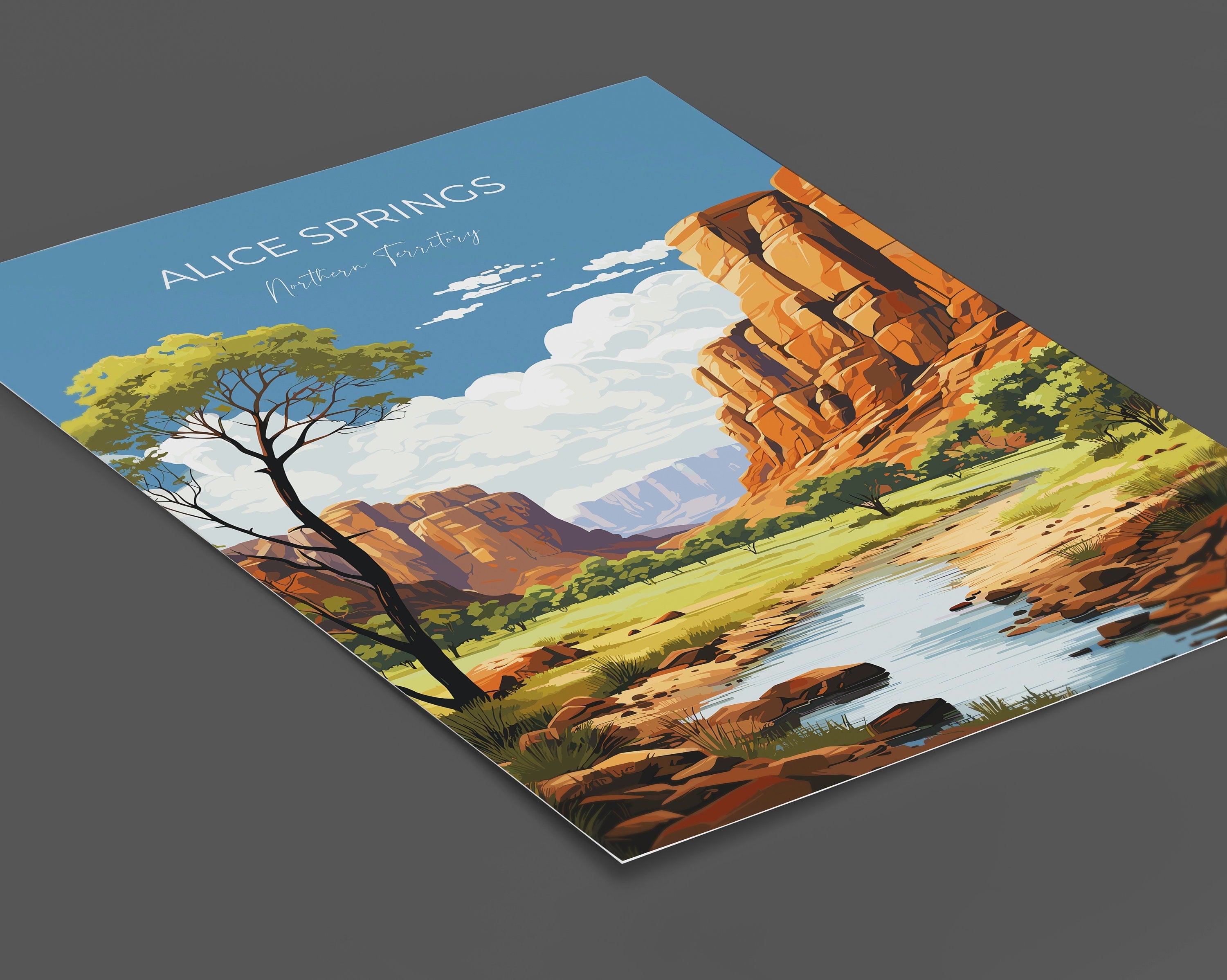 Alice Springs Poster, Travel Print of Alice Springs, Northern Territory, Alice Springs Art Lovers Gift, Australia Wall Art Gift NQ Media Designs