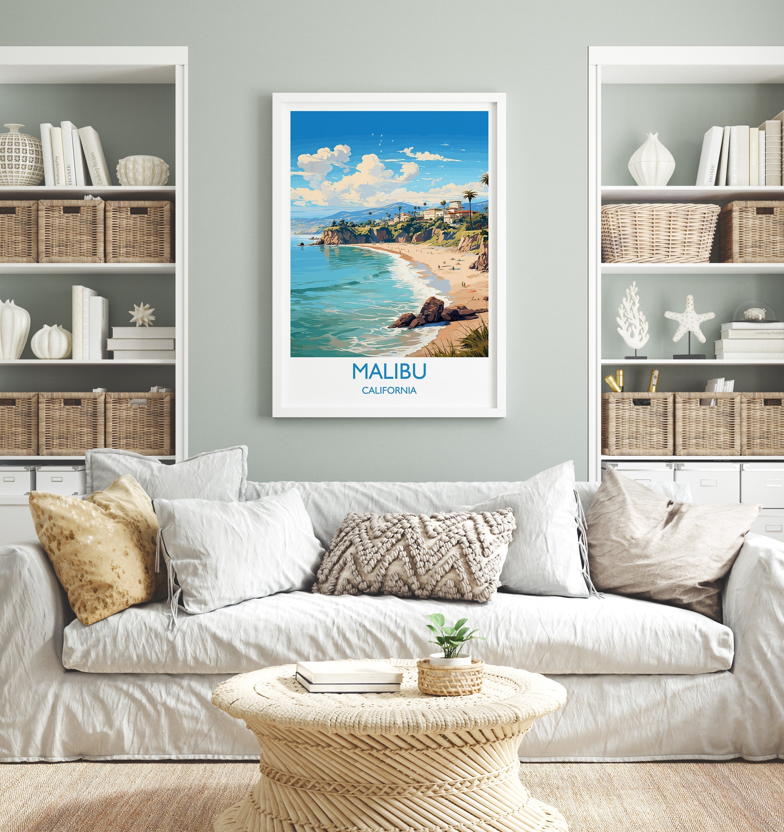 Malibu Travel Print, Travel Poster of Malibu, California, Malibu Art Lovers Gift, USA Gift, Wall Art Print NQ Media Designs
