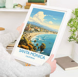 Santa Monica Travel Print, Travel Poster of Santa Monica, California, Santa Monica Art Lovers Gift, USA Gift, Wall Art Print NQ Media Designs