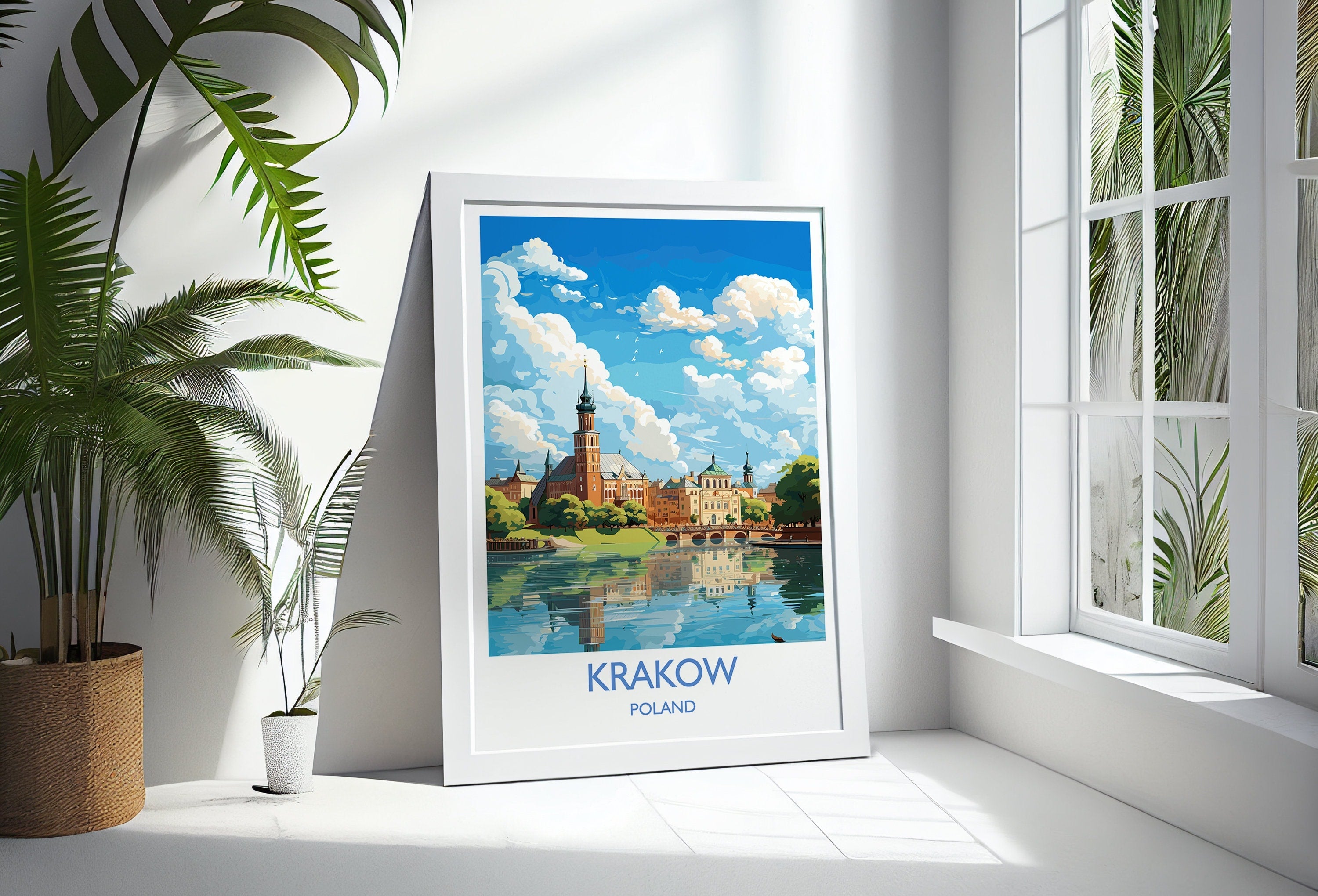 Krakow Travel Poster, Travel Print of Krakow, Poland Poster, Krakow Art Gift, Poland Art Lovers Travel Gift NQ Media Designs