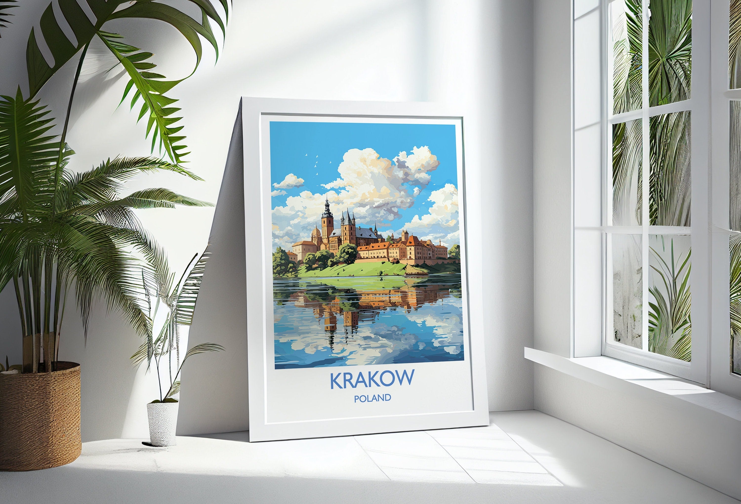 Krakow Travel Print, Travel Poster of Krakow, Poland Poster, Krakow Art Gift, Poland Art Lovers Travel Gift NQ Media Designs