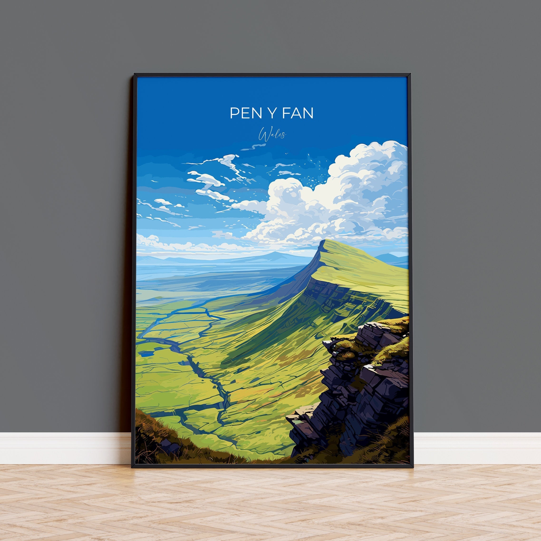Pen Y Fan Travel Print Wall Art, Pen Y Fan Travel Poster, Wales, Brecon Beacons Welsh Art Gift, Wall Art Print NQ Media Designs