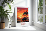 Kruger Travel Print, Travel Poster of Kruger, Kruger Sunset Art Lovers Gift, South Africa Art Gift, Wall Art Print