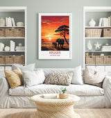 Kruger Travel Print, Travel Poster of Kruger, Kruger Sunset Art Lovers Gift, South Africa Art Gift, Wall Art Print NQ Media Designs