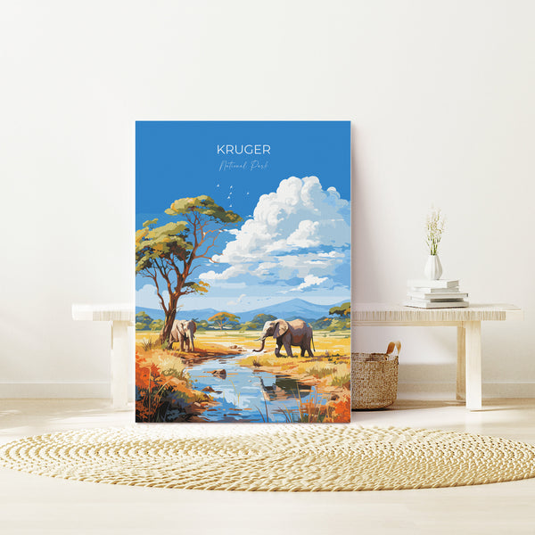 Kruger Travel Print, Travel Poster of Kruger, Kruger Art Lovers Gift, South Africa Art Gift, Wall Art Print