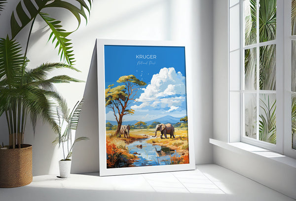 Kruger Travel Print, Travel Poster of Kruger, Kruger Art Lovers Gift, South Africa Art Gift, Wall Art Print