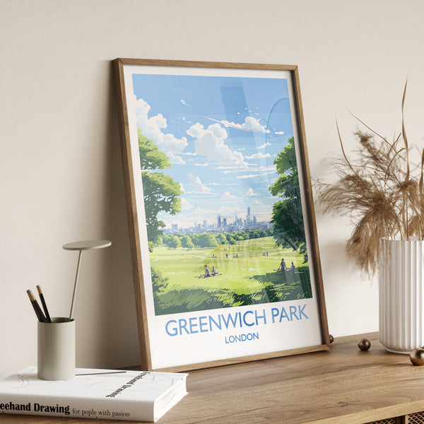 Greenwich Park Travel Poster, Travel Print of GreenwichPark, London Poster, Greenwich Park Art Gift, London Art Lovers UK Travel Gift