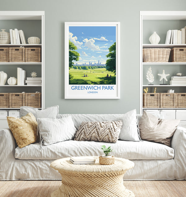 Greenwich Park Travel Poster, Travel Print of GreenwichPark, London Poster, Greenwich Park Art Gift, London Art Lovers UK Travel Gift