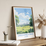 Greenwich Park Travel Print, Travel Poster of GreenwichPark, London Poster, Greenwich Park Art Gift, London Art Lovers UK Travel Gift NQ Media Designs