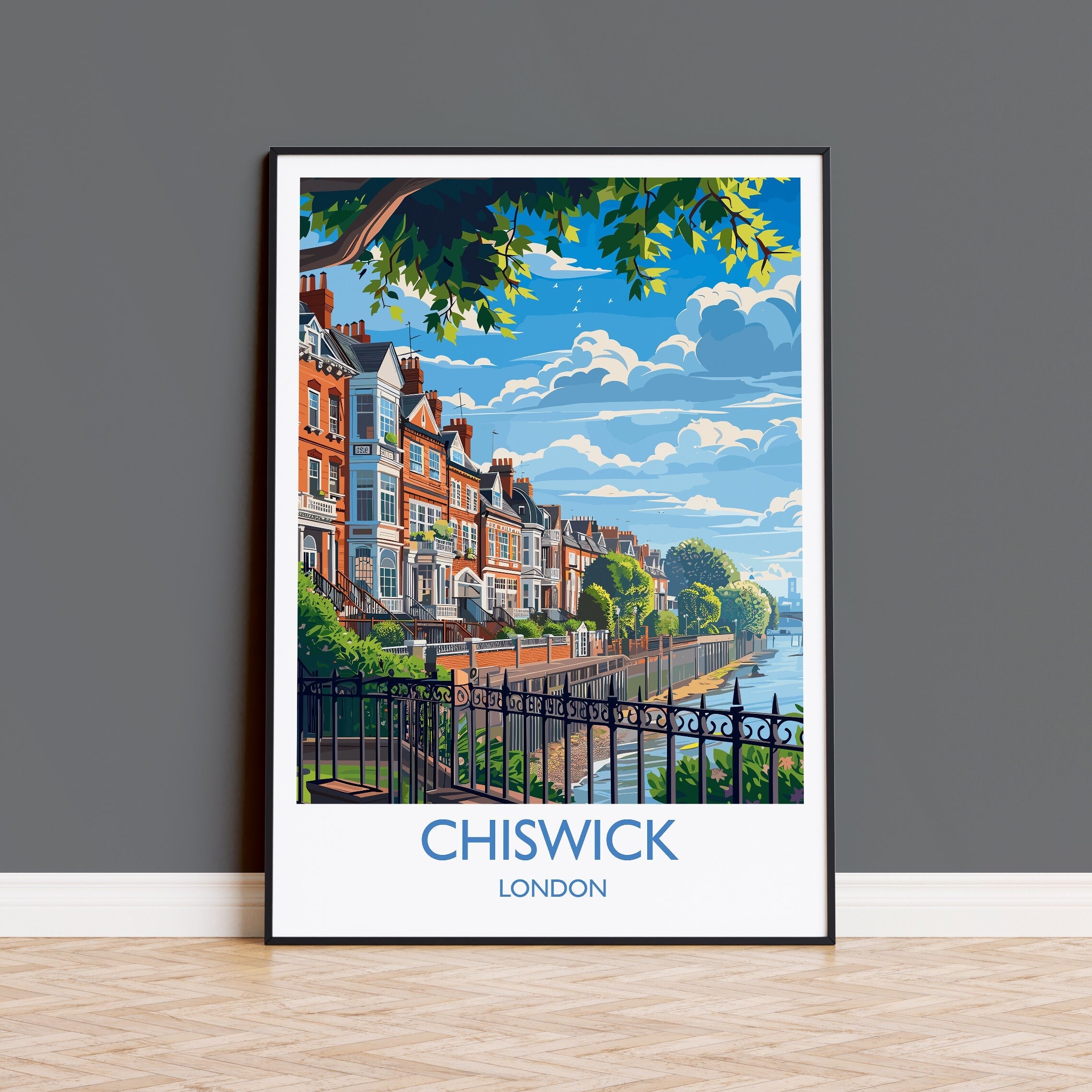 Chiswick Travel Poster Wall Art, Travel Print of Chiswick, London Poster, Chiswick Art Gift, London Art UK Travel Gift NQ Media Designs