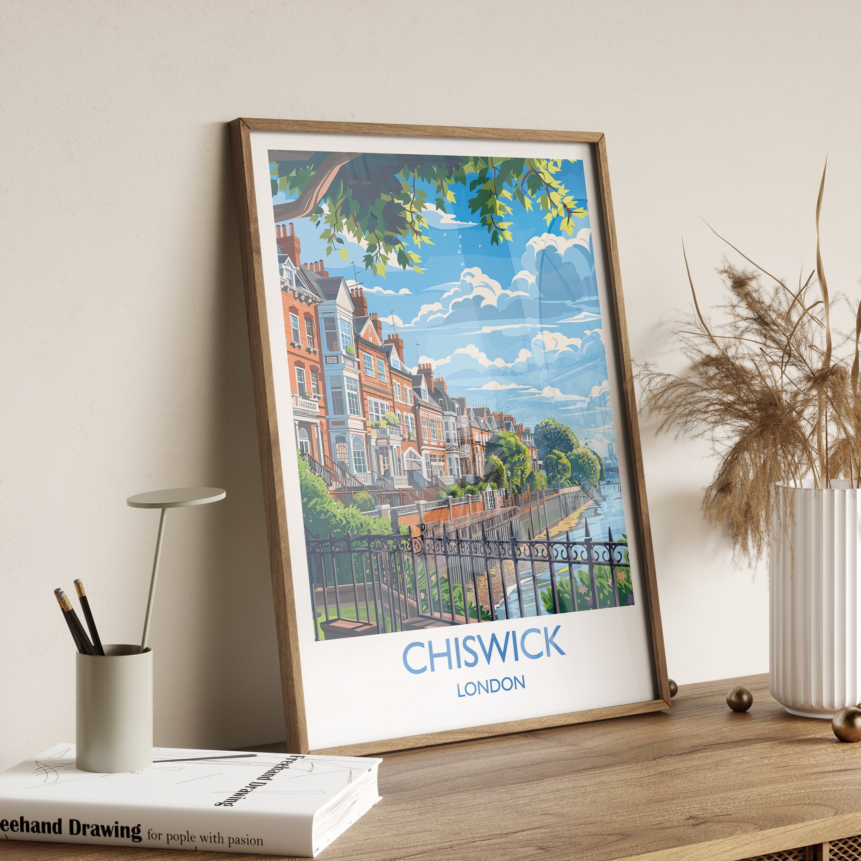 Chiswick Travel Poster Wall Art, Travel Print of Chiswick, London Poster, Chiswick Art Gift, London Art UK Travel Gift NQ Media Designs