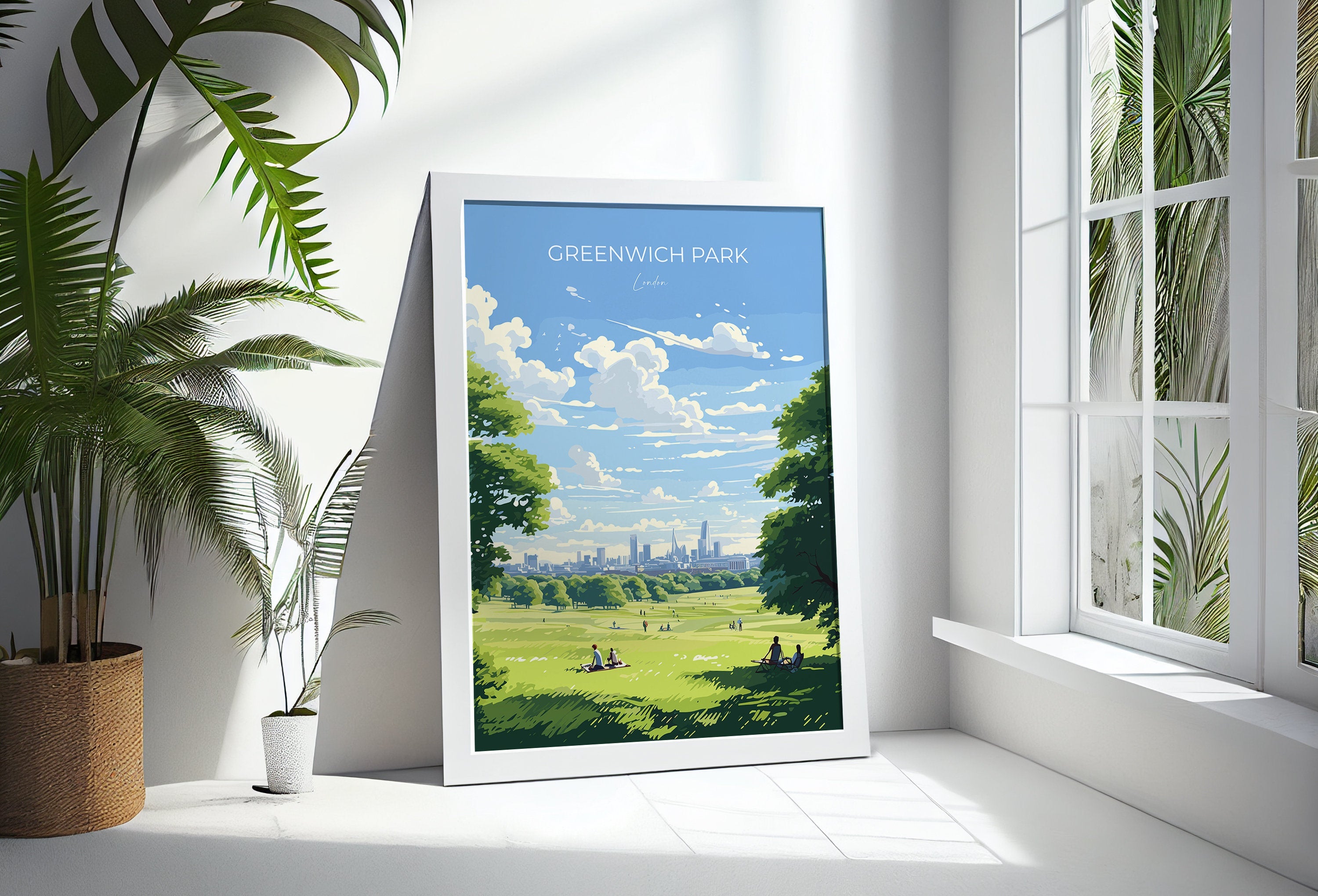 Greenwich Park Travel Print, Travel Poster of GreenwichPark, London Poster, Greenwich Park Art Gift, London Art Lovers UK Travel Gift NQ Media Designs