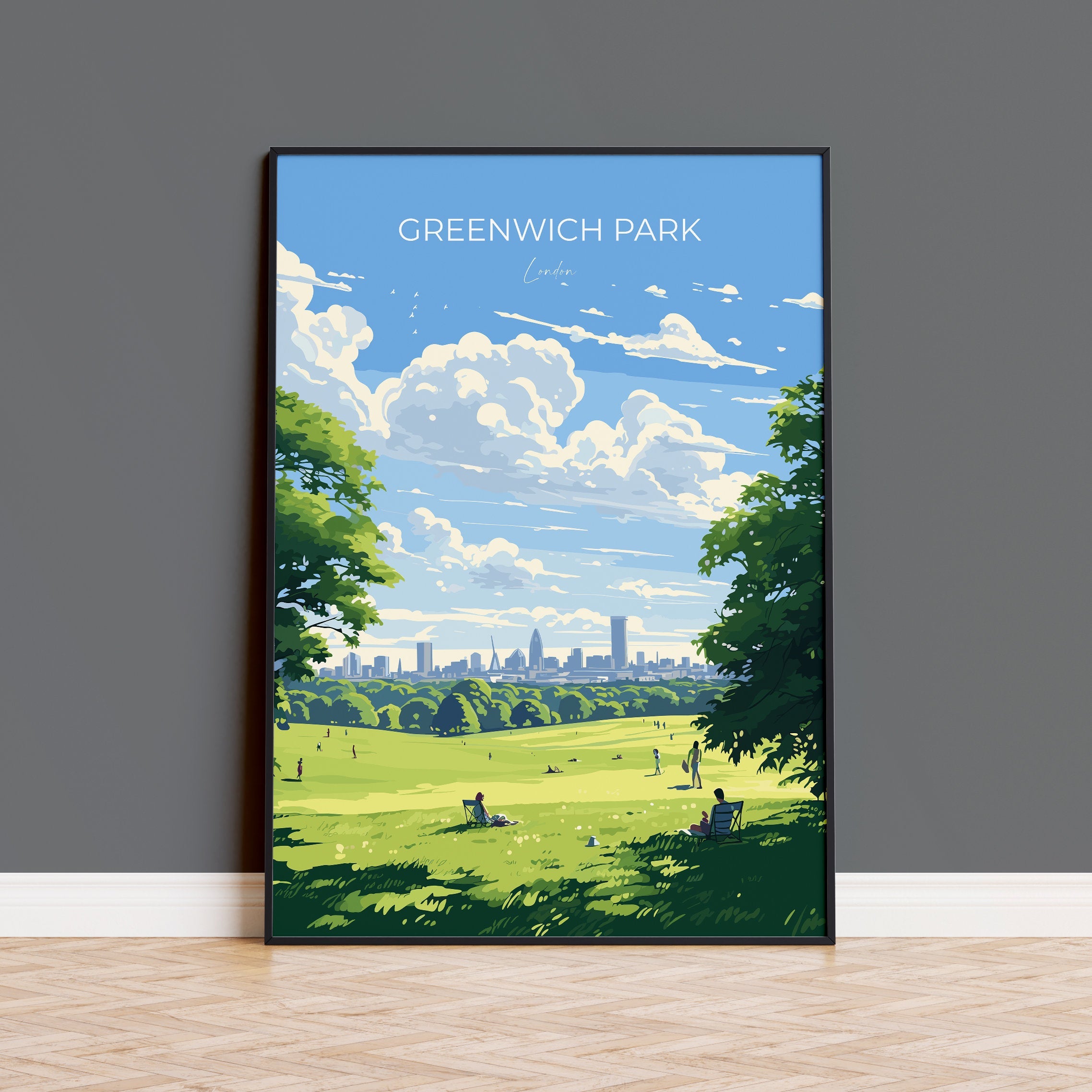 Greenwich Park Travel Poster, Travel Print of GreenwichPark, London Poster, Greenwich Park Art Gift, London Art Lovers UK Travel Gift NQ Media Designs