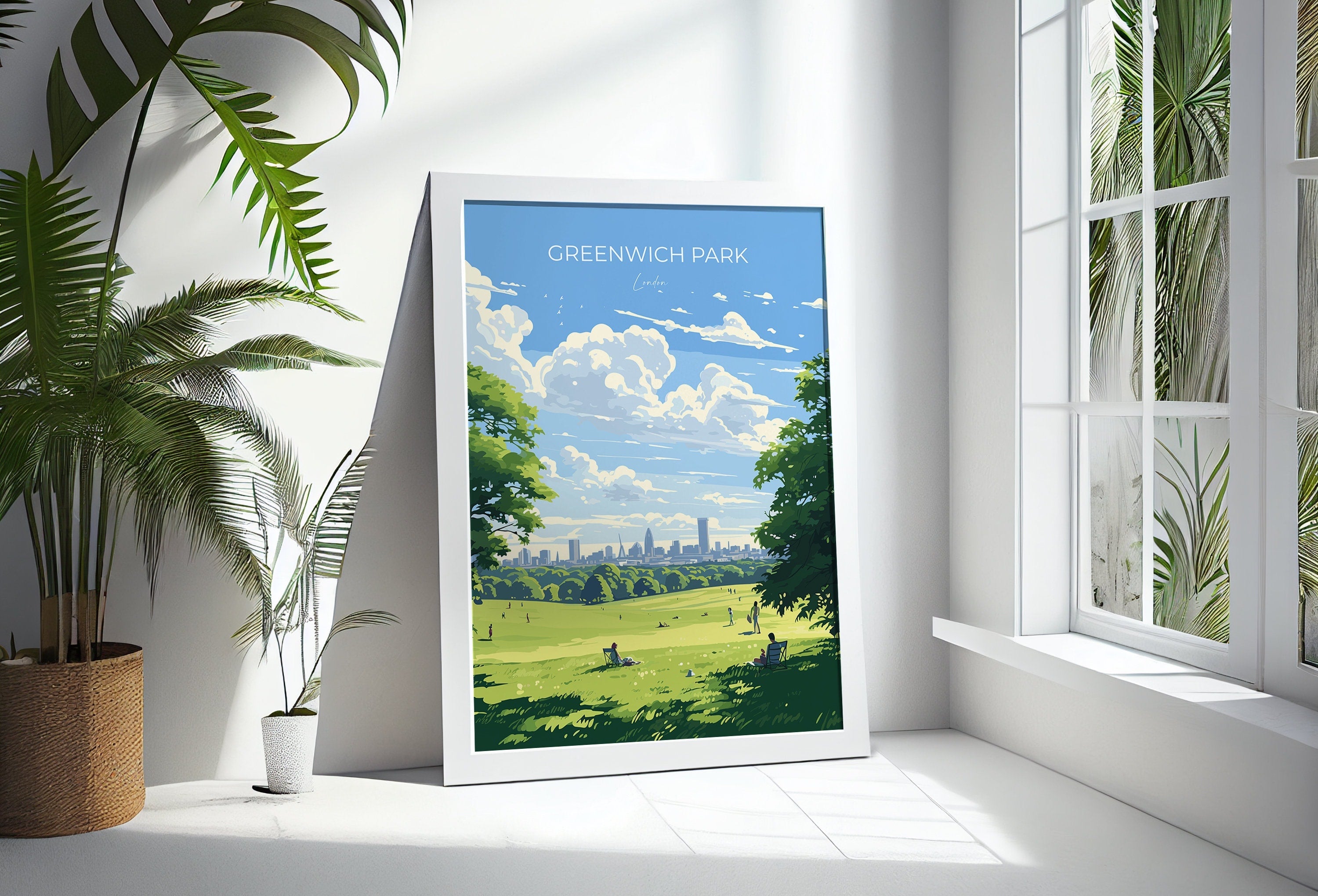 Greenwich Park Travel Poster, Travel Print of GreenwichPark, London Poster, Greenwich Park Art Gift, London Art Lovers UK Travel Gift NQ Media Designs